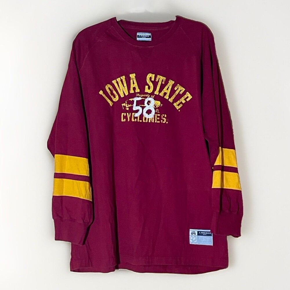 J America Iowa State Cyclones Shirt Mens XXL Cotton Long Sleeve NCAA Varsity Tee
